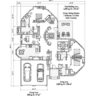 Signature Design House Plan SDC-0302 (2505 Sq. Ft.) 3 Bedrooms 2.5 Bathrooms
