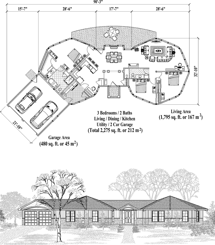 Prefab Signature Design House Plan - SDC-0305 (2275 sq. ft.) 3 Bedrooms, 2 Baths