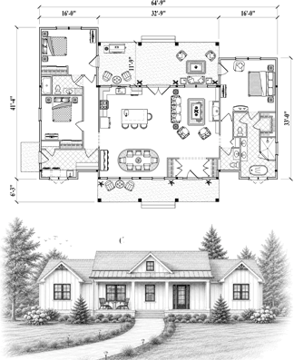 Signature Design House Plan SDC-2104 (2000 Sq. Ft.) 3 Bedrooms 2.5 Bathrooms