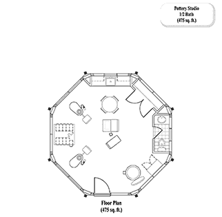 POOL HOUSE / STUDIO House Plan ST-0101 (475 Sq. Ft.) 0 Bedrooms 0 Bathrooms