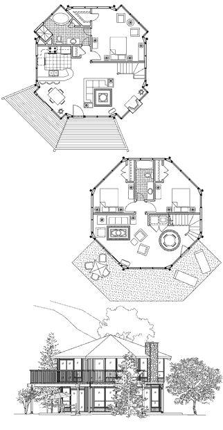 Two-Story House Plan TS-0307 (1700 Sq. Ft.) 3 Bedrooms 2 Bathrooms