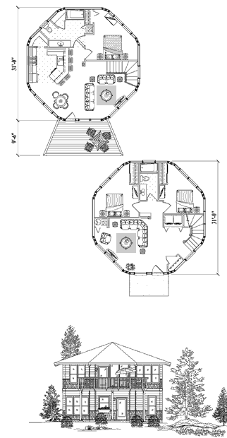 Two-Story House Plan TS-0309 (1600 Sq. Ft.) 3 Bedrooms 2 Bathrooms