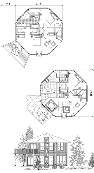 Two-Story House Plan TS-0326 (1600 Sq. Ft.) 3 Bedrooms 2.5 Bathrooms