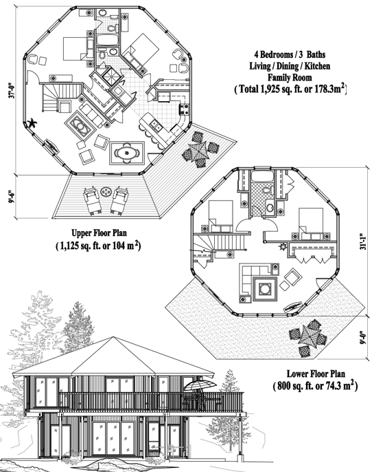 Prefab Two-Story House Plan - TS-0401 (1925 sq. ft.) 4 Bedrooms, 3 Baths
