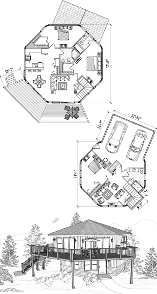 Two-Story House Plan TS-0403 (2075 Sq. Ft.) 3 Bedrooms 2.5 Bathrooms