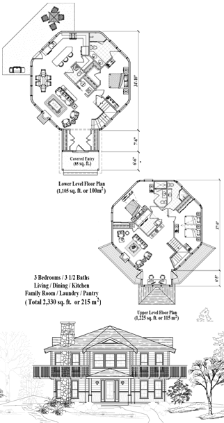 Two-Story House Plan TS-0408 (2330 Sq. Ft.) 3 Bedrooms 3.5 Bathrooms