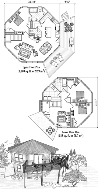 Two-Story House Plan TS-1103 (1815 Sq. Ft.) 3 Bedrooms 2.5 Bathrooms