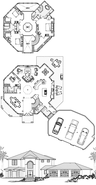 Two-Story House Plan TS-1201 (4580 Sq. Ft.) 3 Bedrooms 3.5 Bathrooms