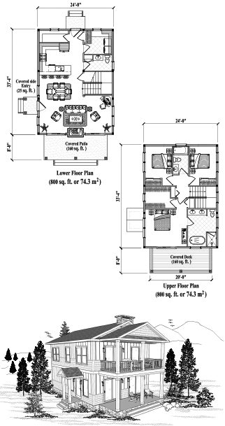 Two-Story House Plan TS-2106 (1600 Sq. Ft.) 3 Bedrooms 2.5 Bathrooms