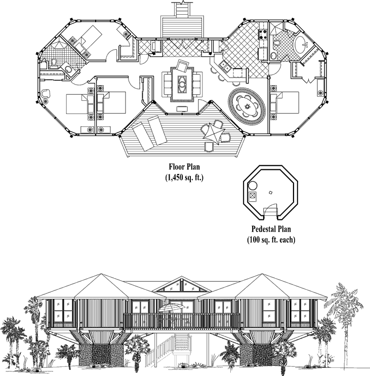 Prefab Classic House Plan - CM-0203 (1650 sq. ft.) 4 Bedrooms, 2 Baths