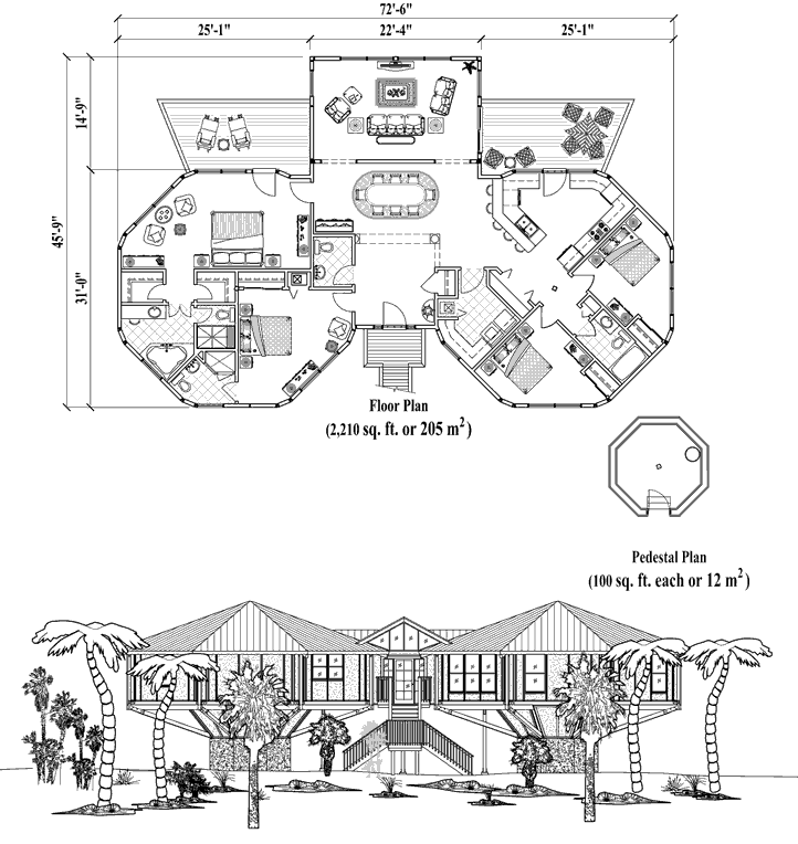 Prefab Classic House Plan - CM-0314 (2410 sq. ft.) 4 Bedrooms, 3 1/2 Baths