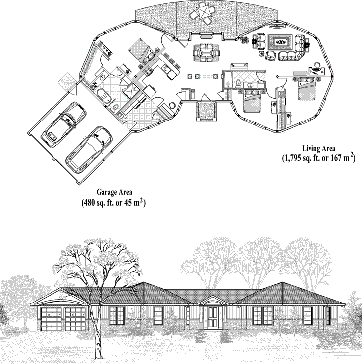 Prefab Classic House Plan - CM-0315 (2275 sq. ft.) 3 Bedrooms, 2 Baths, Living, Dining, Kitchen, Laundry, Utility, 2 Car Garage
