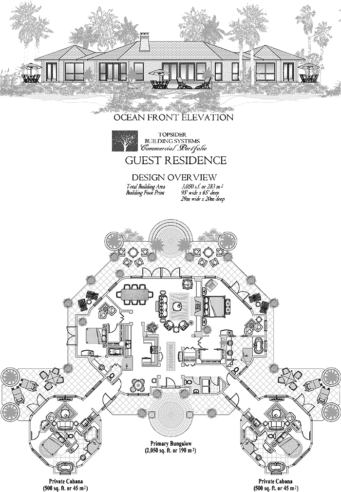 Prefab Commercial House Plan - COMM-Luxury-Guest-Residence-Cottage-Ocean-Front-Floor-Plan (3050 sq. ft.) 0 Bedrooms, 0 Baths