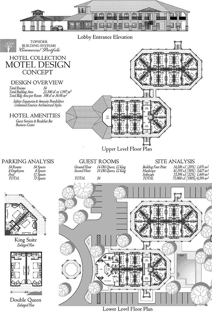 Prefab Commercial House Plan - COMM-Motel-Guest-Rooms-Lobby-Suites-Floor-Plan (21500 sq. ft.) 0 Bedrooms, 0 Baths, Entry-Level Motel w/ Lobby, Guest Rooms & King Suites
