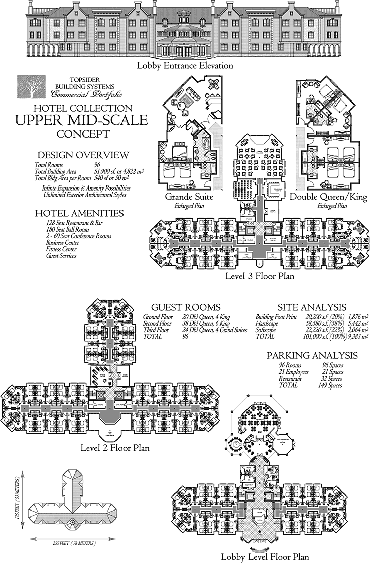 Prefab Commercial House Plan - COMM-Upper-Midscale-Hotel-Lobby-Suites-Grande-Floor-Plan (51900 sq. ft.) 3 Bedrooms, 2 1/2 Baths