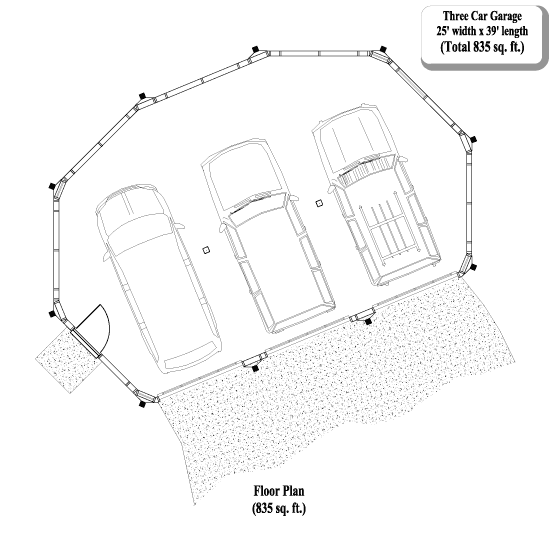 Prefab Garage House Plan - GR-0202 (835 sq. ft.) 0 Bedrooms, 0 Baths