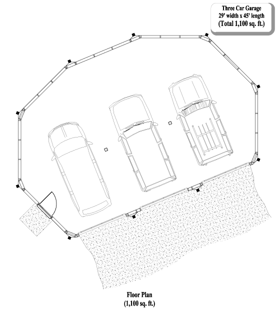 Prefab Garage House Plan - GR-0302 (1100 sq. ft.) 0 Bedrooms, 0 Baths