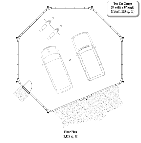 Prefab Garage House Plan - GR-0401 (1125 sq. ft.) 0 Bedrooms, 0 Baths