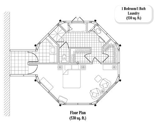 Prefab Master Bedrooms House Plan - MB-0101 (530 sq. ft.) 1 Bedrooms, 1 Baths, 530 sq. ft. with Laundry