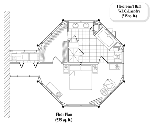 Prefab Master Bedrooms House Plan - MB-0102 (535 sq. ft.) 1 Bedrooms, 1 Baths, 535 sq. ft. with Laundry & Walk-in-Closet