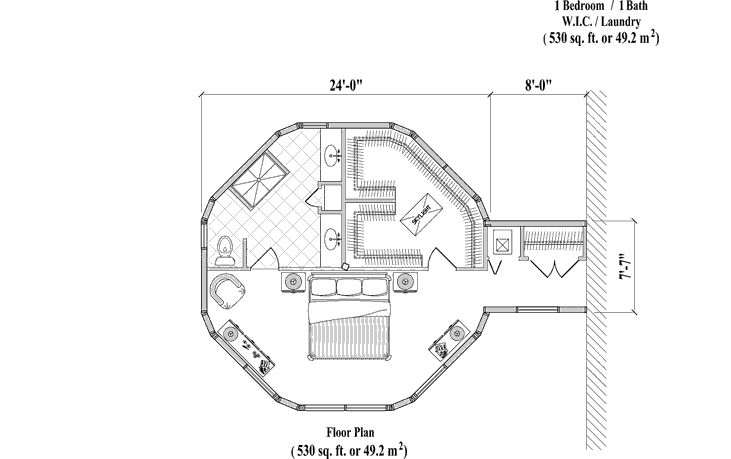 Prefab Master Bedrooms House Plan - MB-0103 (530 sq. ft.) 1 Bedrooms, 1 Baths