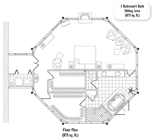Prefab Master Bedrooms House Plan - MB-0301 (875 sq. ft.) 1 Bedrooms, 1 Baths, 875 sq. ft. with Sitting Room & (2) Walk-in-Closets