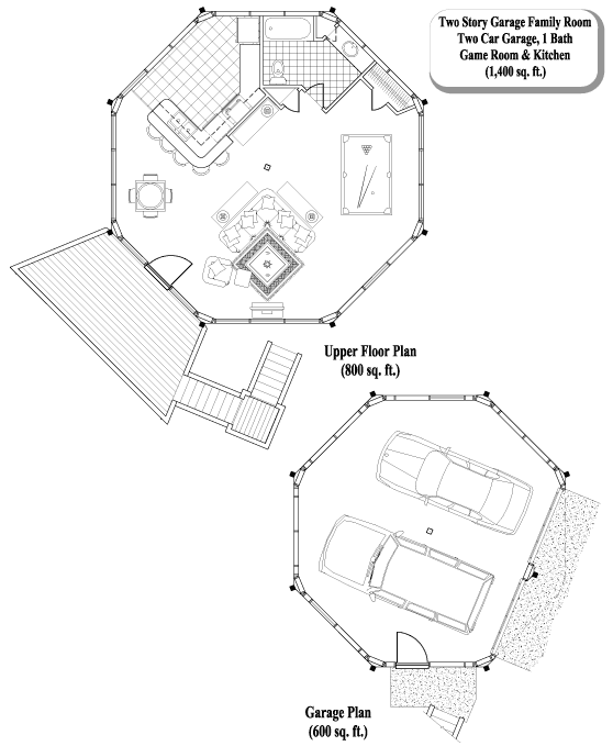 Prefab Multi Purpose House Plan - MP-0303 (1400 sq. ft.) 0 Bedrooms, 1 Baths, 2 Car Garage & Studio Flat/Recreation Room (1,400 sq. ft.)