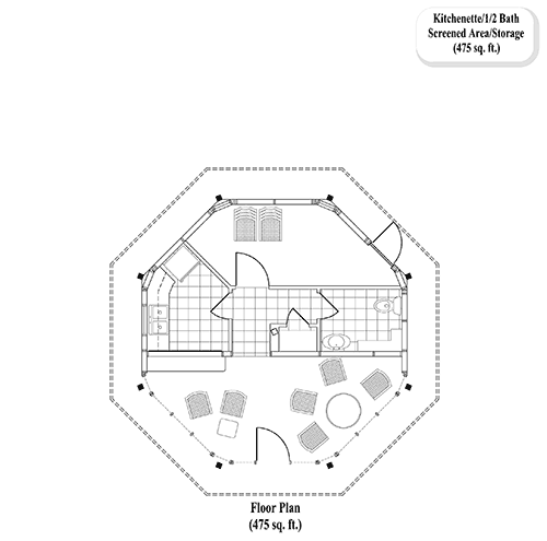 Prefab Pool House / Studio House Plan - PH-0101 (475 sq. ft.) 0 Bedrooms,  1/2 Baths