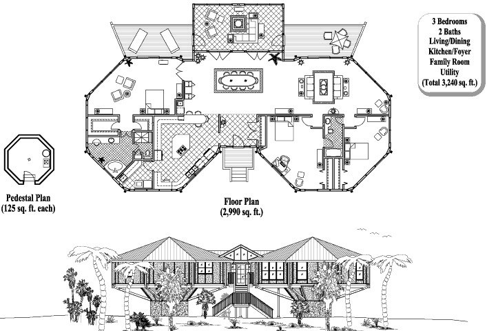 Prefab Premiere House Plan - PR-0402 (3240 sq. ft.) 3 Bedrooms, 2 Baths