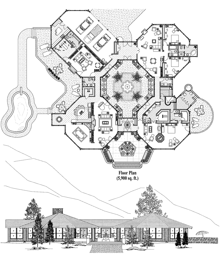 Prefab Premiere House Plan - PR-0410 (5900 sq. ft.) 3 Bedrooms, 6 Baths, 