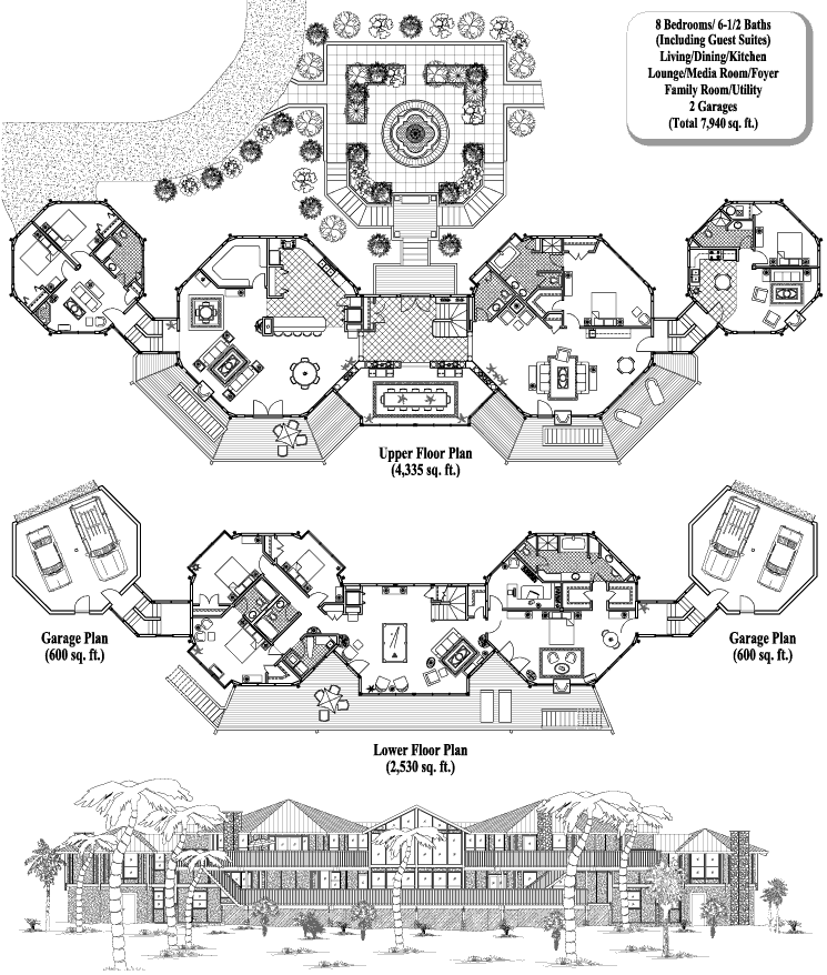 Prefab Premiere House Plan - PR-0411 (7940 sq. ft.) 8 Bedrooms, 6 1/2 Baths, 