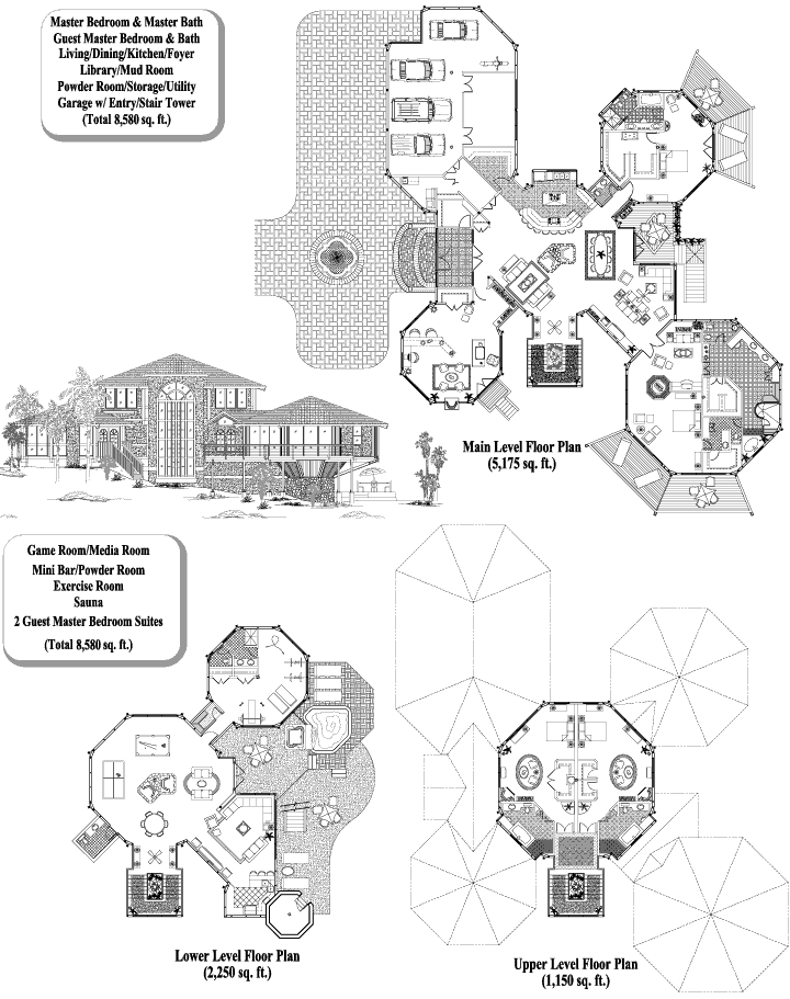 Prefab Premiere House Plan - PR-0412 (8580 sq. ft.) 4 Bedrooms, 5 Baths, 