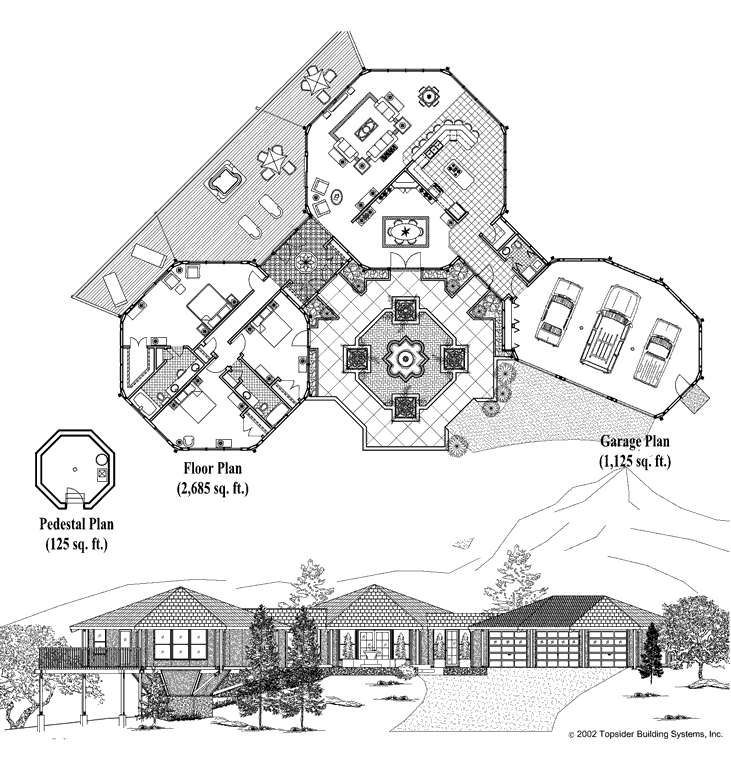Prefab Premiere House Plan - PR-0501 (3935 sq. ft.) 3 Bedrooms, 2 1/2 Baths, Living, Dining, Kitchen, Office, Grand Foyer, Utility, Garage