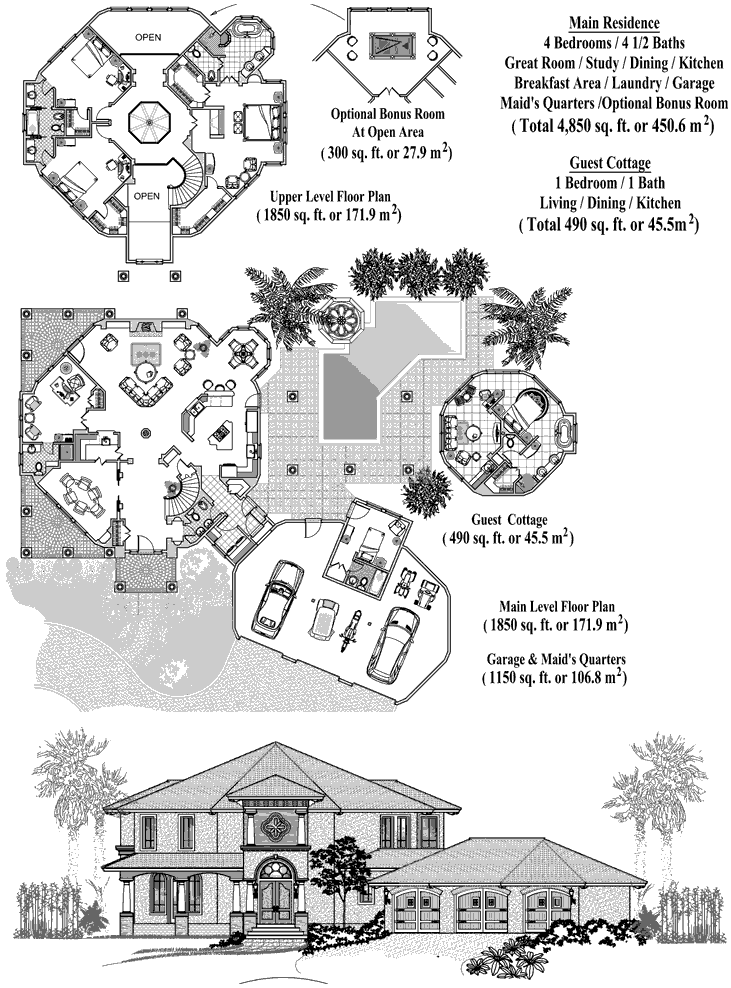 Prefab Premiere House Plan - PR-1201 (4850 sq. ft.) 4 Bedrooms, 4 1/2 Baths