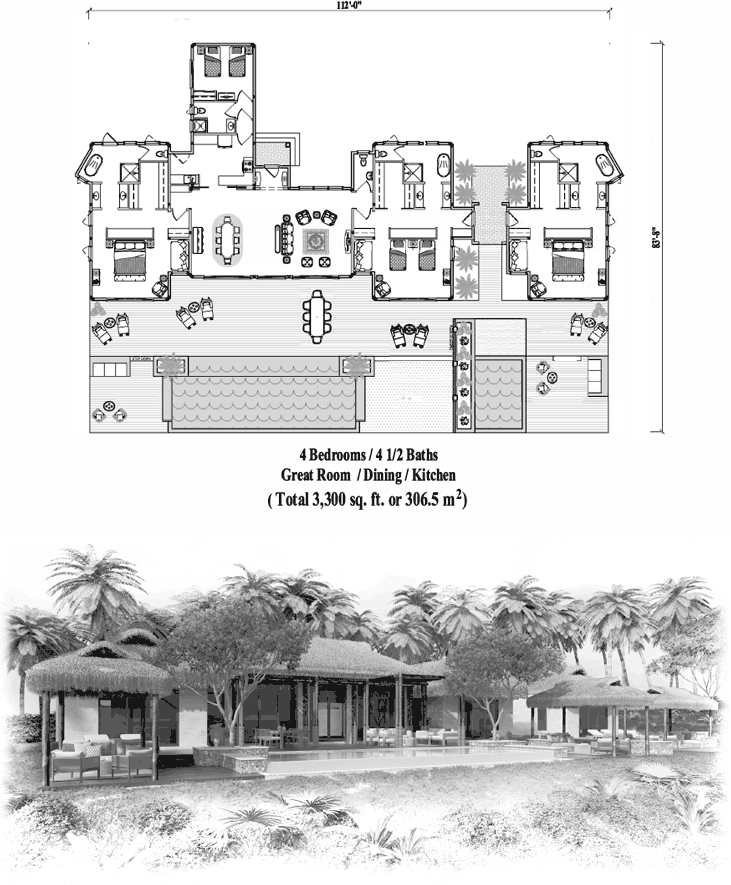 Prefab Premiere House Plan - PR-2101 (3300 sq. ft.) 4 Bedrooms, 4 1/2 Baths, Great Room, Dining, Kitchen