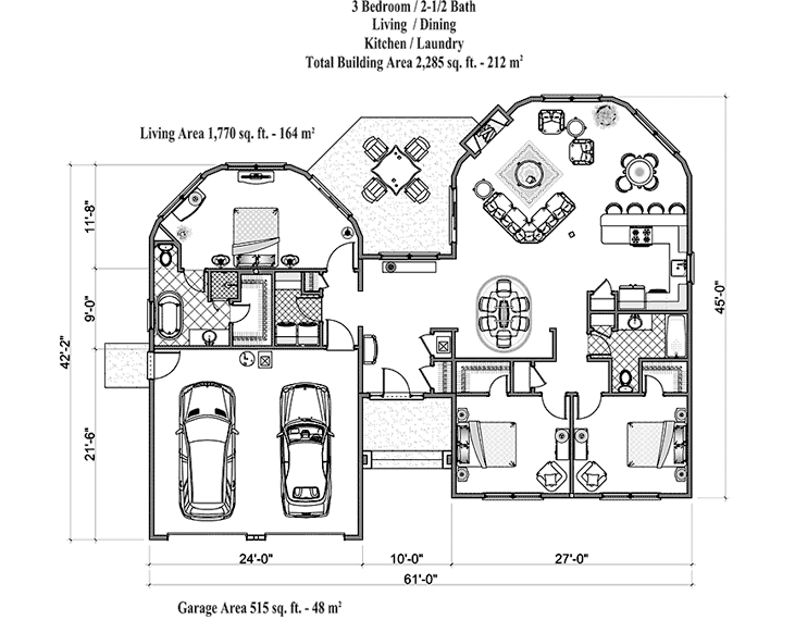 Prefab Signature Design House Plan - SDC-0201 (2285 sq. ft.) 3 Bedrooms, 2 1/2 Baths, 