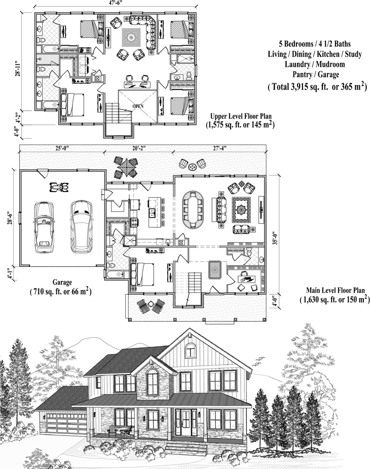 Prefab Signature Design House Plan - SDC-2102 (4005 sq. ft.) 5 Bedrooms, 3 1/2 Baths