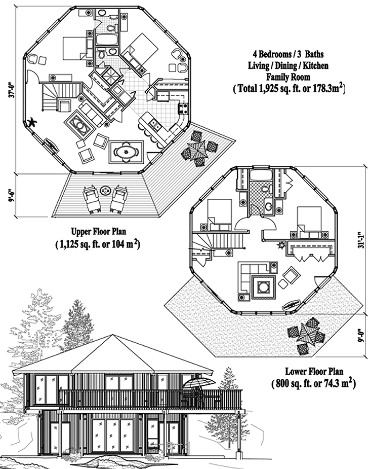 Prefab Two-Story House Plan - TS-0401 (1925 sq. ft.) 4 Bedrooms, 3 Baths, 