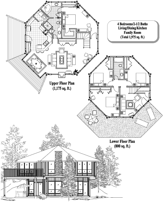 Prefab Piling House Plan - TS-0402 (1975 sq. ft.) 4 Bedrooms, 2 1/2 Baths