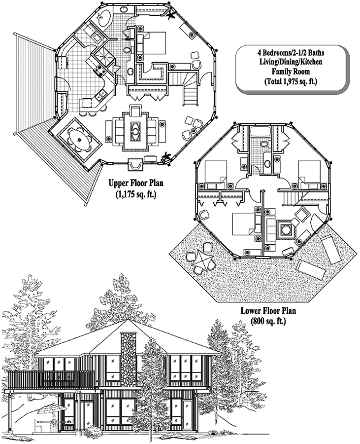 Prefab Piling House Plan - TS-0402 (1975 sq. ft.) 4 Bedrooms, 2 1/2 Baths, 