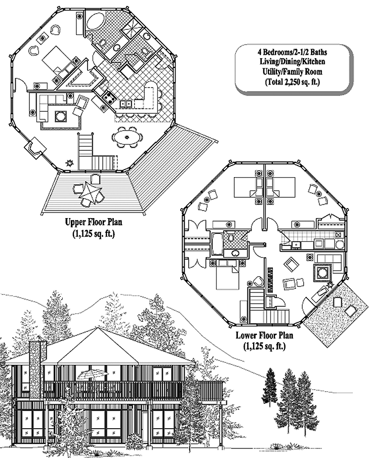 Prefab Two-Story House Plan - TS-0405 (2250 sq. ft.) 4 Bedrooms, 2 1/2 Baths