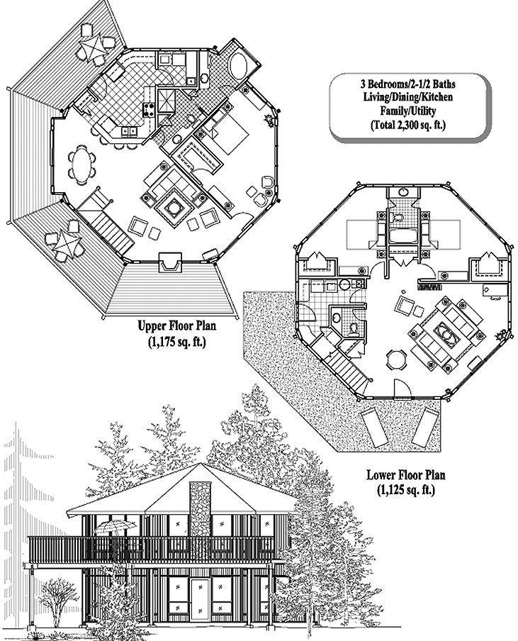 Prefab Two-Story House Plan - TS-0406 (2300 sq. ft.) 3 Bedrooms, 2 1/2 Baths, 