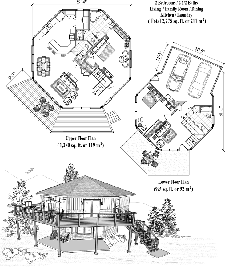 Prefab Two-Story House Plan - TS-0501 (2275 sq. ft.) 2 Bedrooms, 2 1/2 Baths