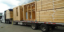 Custom prefabricated and panelized home components being shipped from Topsider's North Carolina facility.