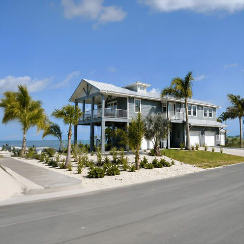 Elevated coastal home with parking and storage below