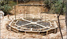 Pedestal base is anchored deep into the ground.